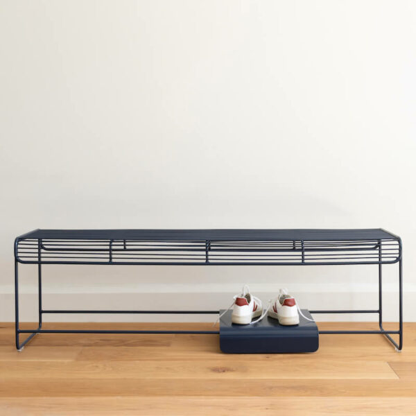 Benmore bench in colour Indigo. Wire bench by Ico Traders